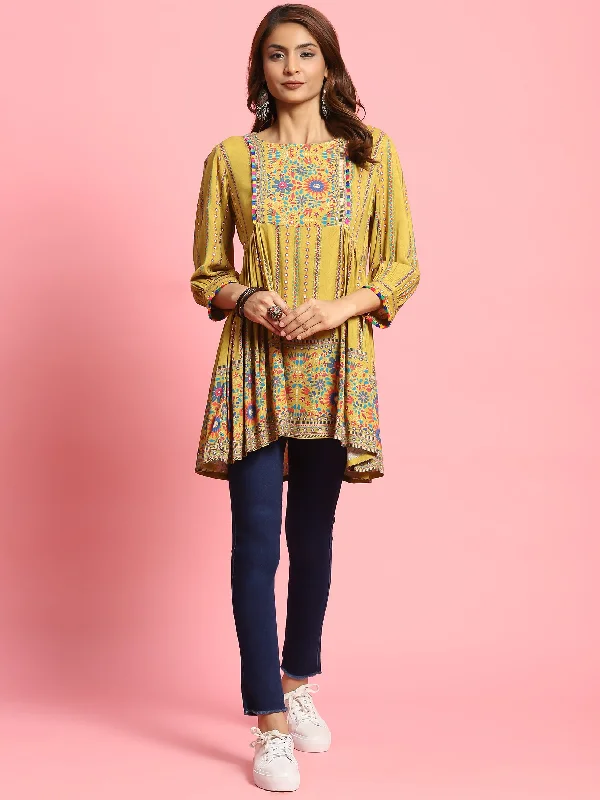 Women Green Floral Printed Tunic