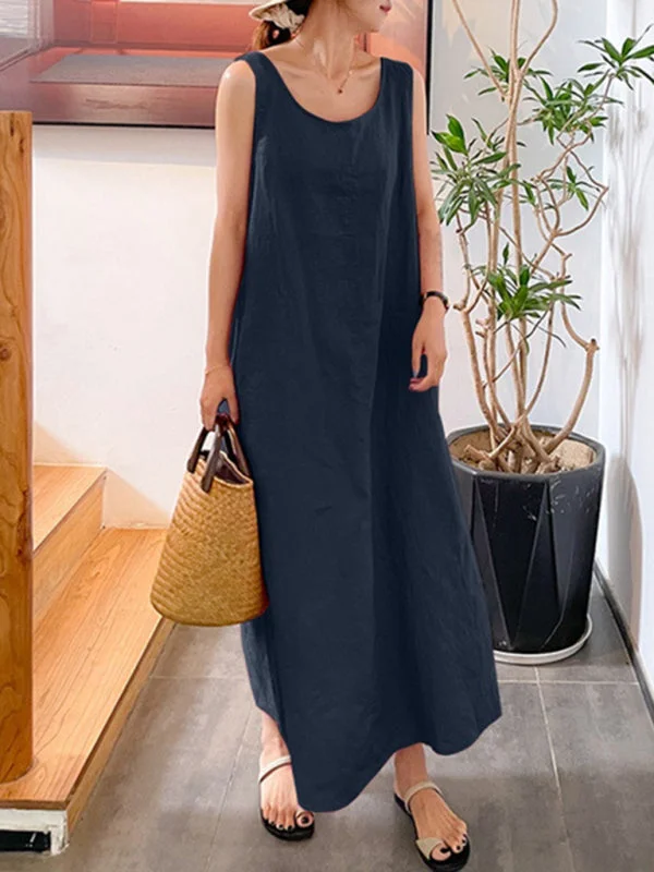 Cotton-Linen Tank Maxi Dress - Perfect for Any Occasion!