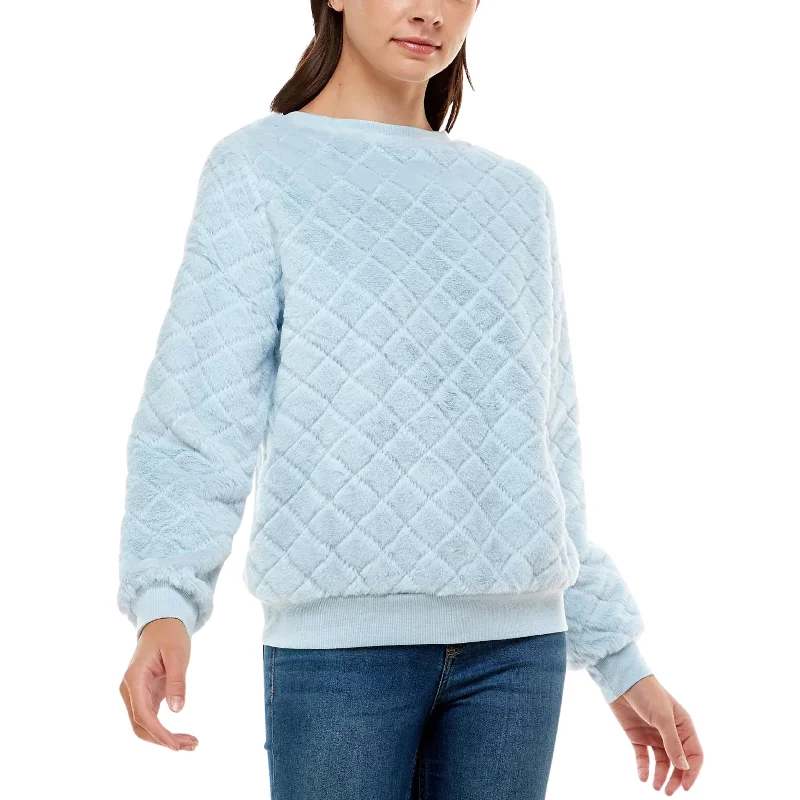 CRAVE FAME - Diamond Faux-Fur Pullover Top