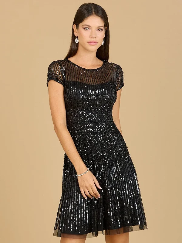 Lara Dresses 29180 Cap Sleeve Sequin Cocktail Dress