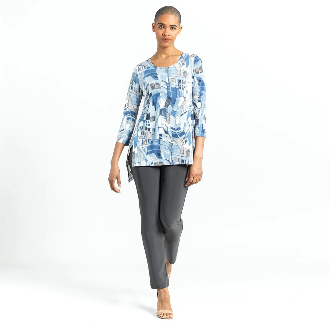 Butter Knit - Textured Parachute Hem Tunic - Mosaic Tile