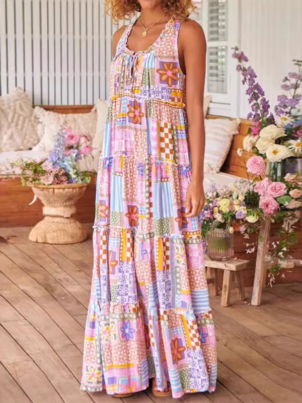 Tunic Tank Maxi Dress with Geo Floral Print for Easy Days