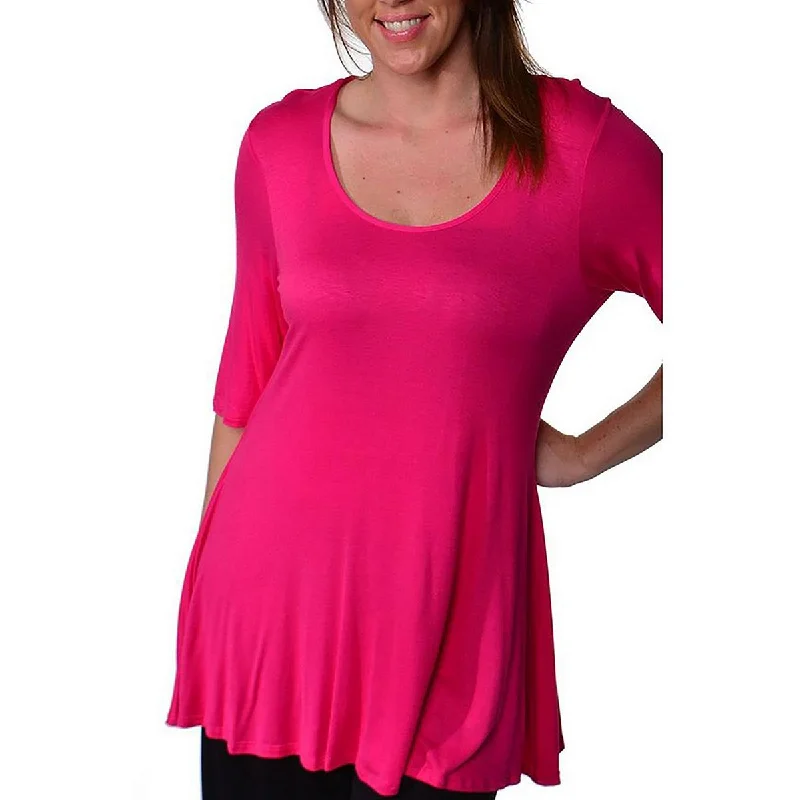 Plus Womens Knit Elbow Sleeves Tunic Top