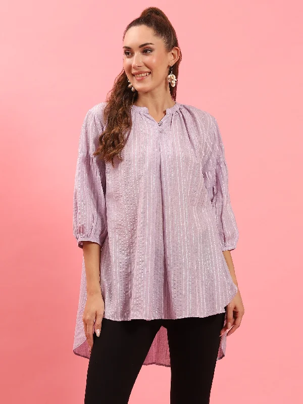 Women Lilac Stripe Printed Tunic