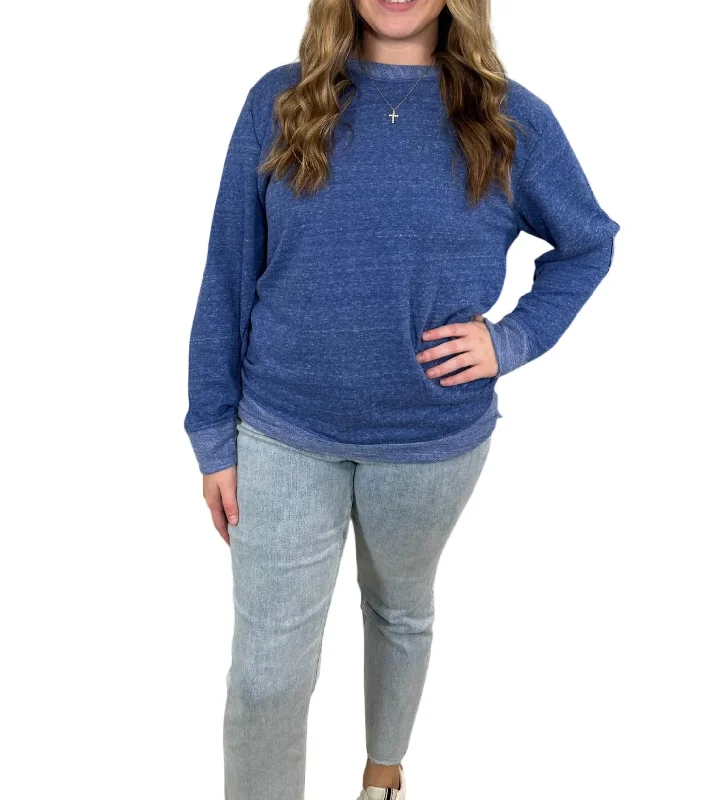 French Terry Long Sleeve Pullover In Royal