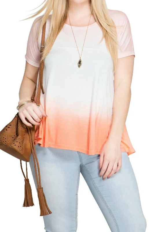 Ombre Short Sleeve Tunic Top In Orange