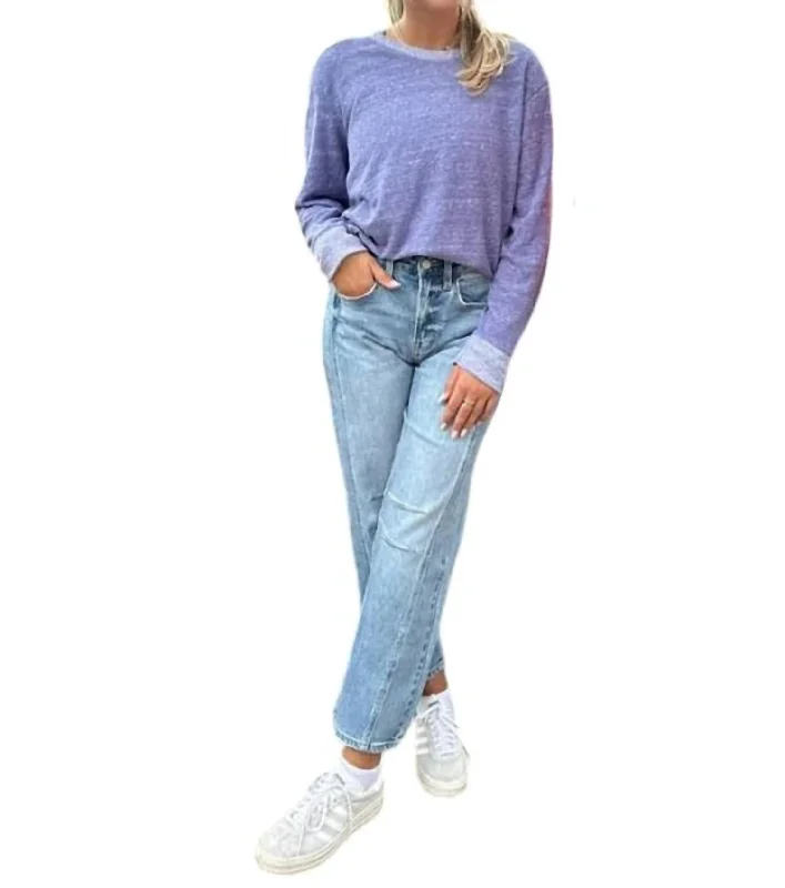 French Terry Long Sleeve Pullover In Purple