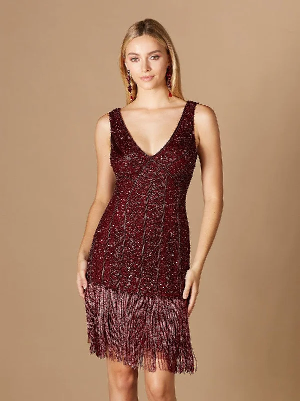 Lara Dresses 29361 Sleeveless Fringe Cocktail Dress