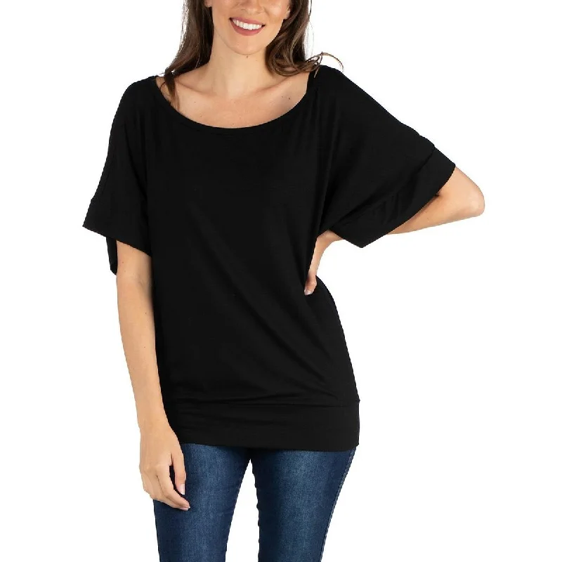 24seven Comfort Apparel Womens Banded Waist Solid Pullover Top