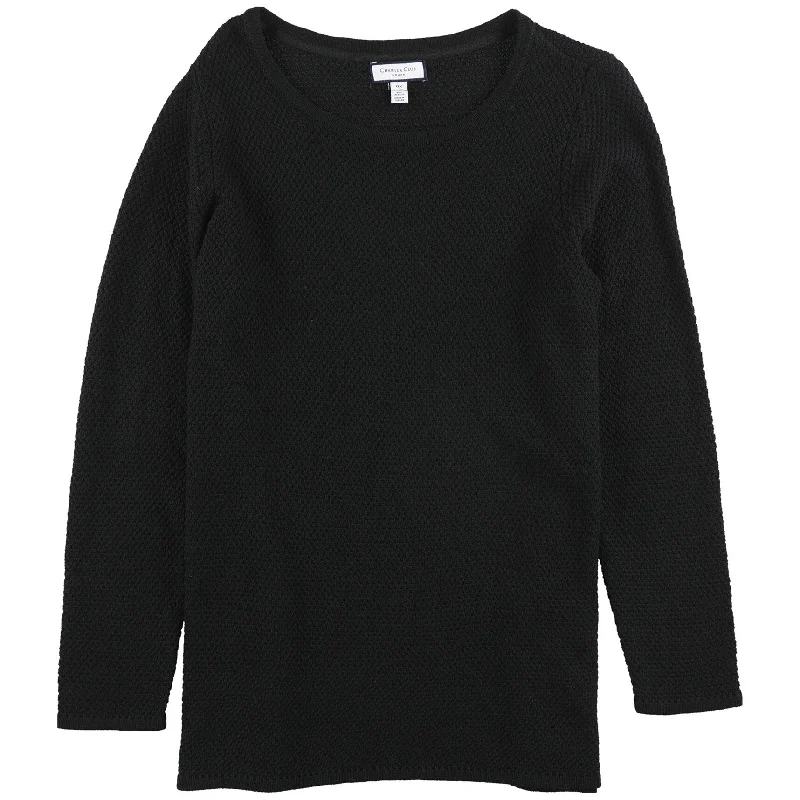 Charter Club Womens Textured Tunic Sweater, Black, 0X