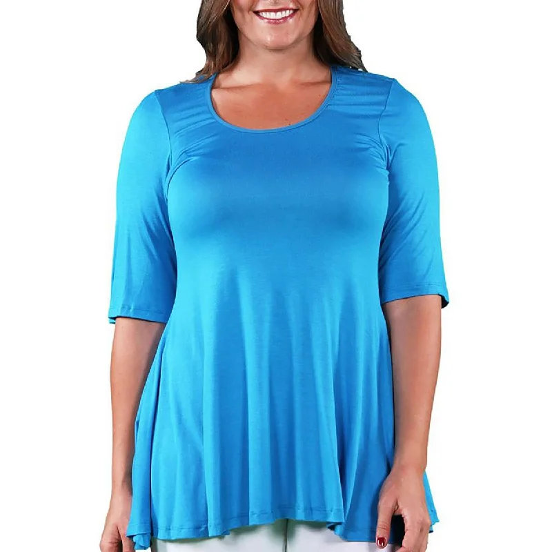 Plus Womens Knit Elbow Sleeves Tunic Top