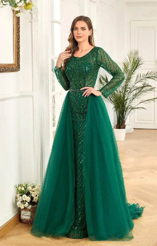 High Couture NR2214 Long Sleeve Prom Formal Evening Gown