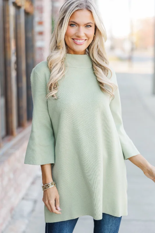 With Ease Sage Green Mock Neck Sweater Tunic