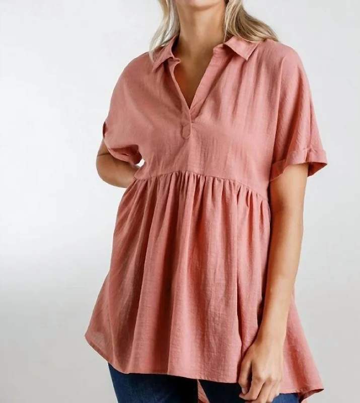 Babydoll Long Tunic In Rose