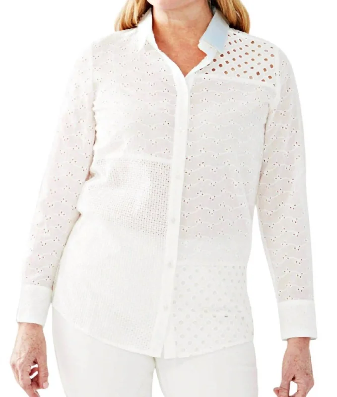 Eyelet Patchwork Tunic In White