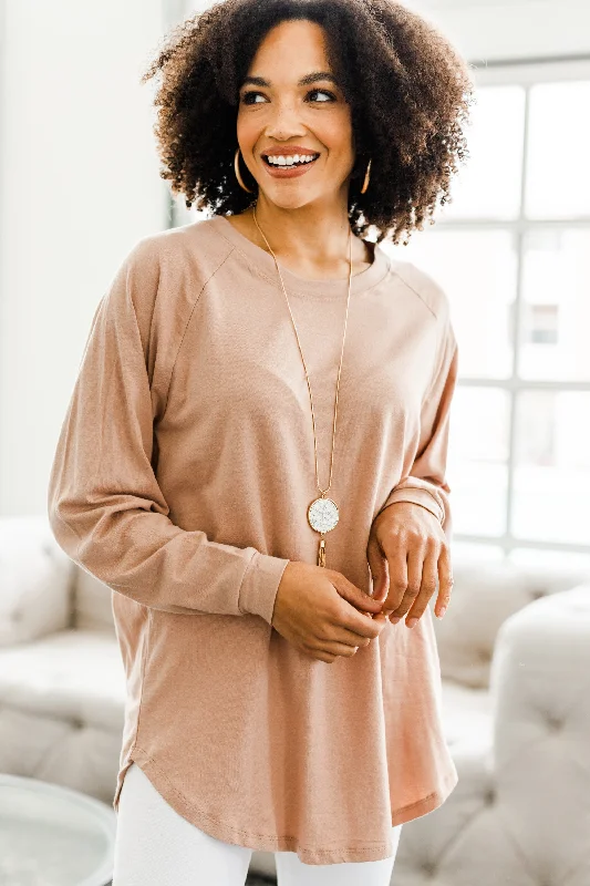 Easy Like Sunday Warm Taupe Brown Tunic