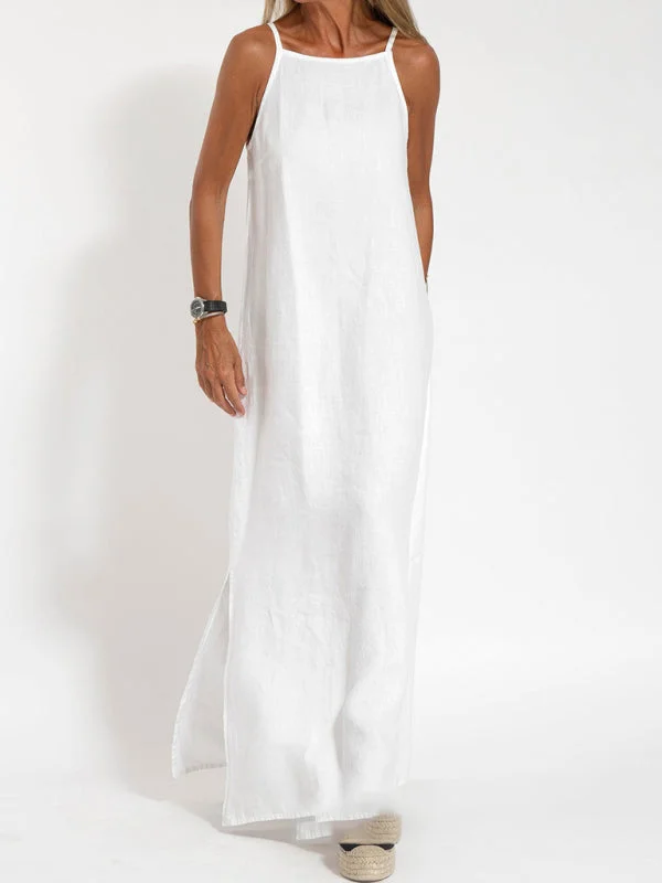 Essential Solid Cotton Cami Tunic Maxi Dress