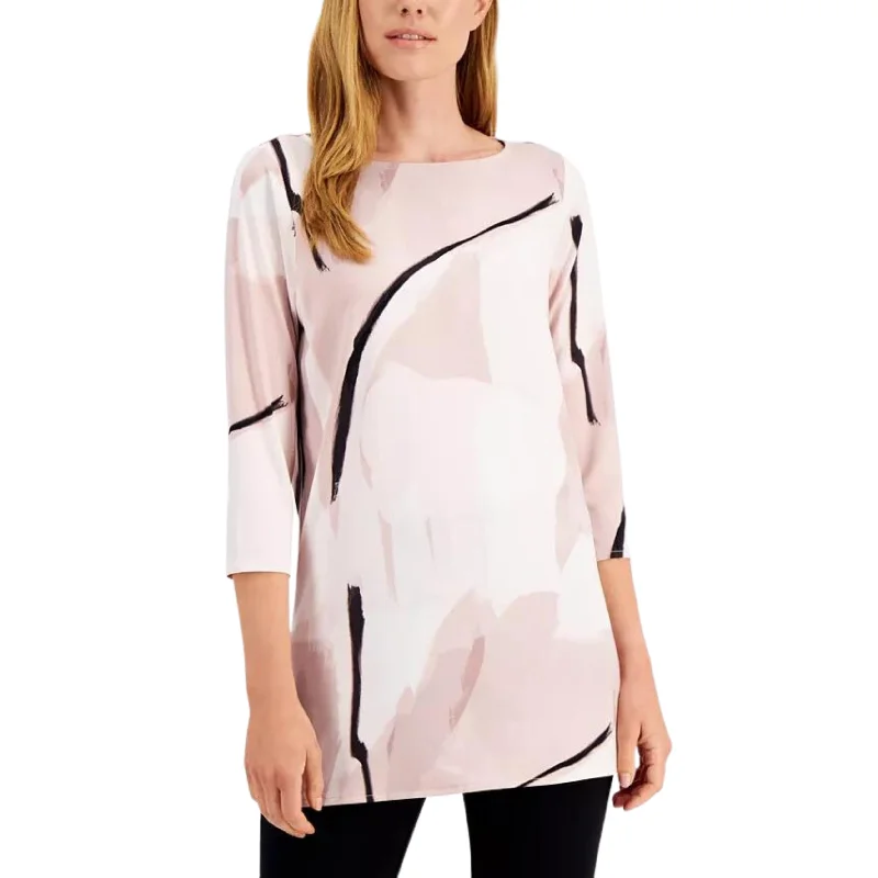 ALFANI - Printed Boat-Neck Tunic Top