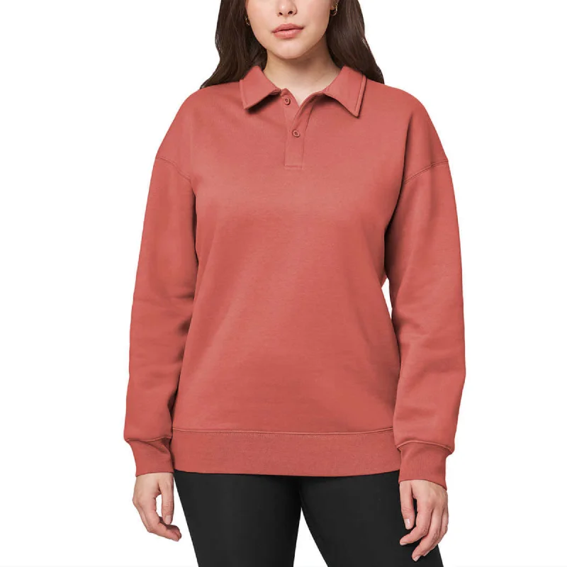 Mondetta Women's Collared Relaxed Fit Soft Fleece Sweatshirt Pullover Top