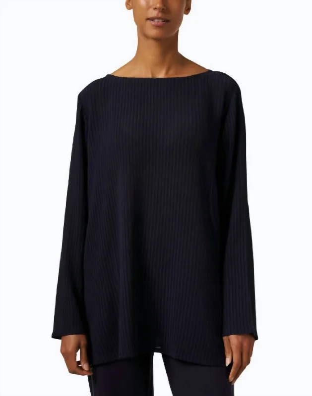 Bateau Neck Tunic Top In Nocturne