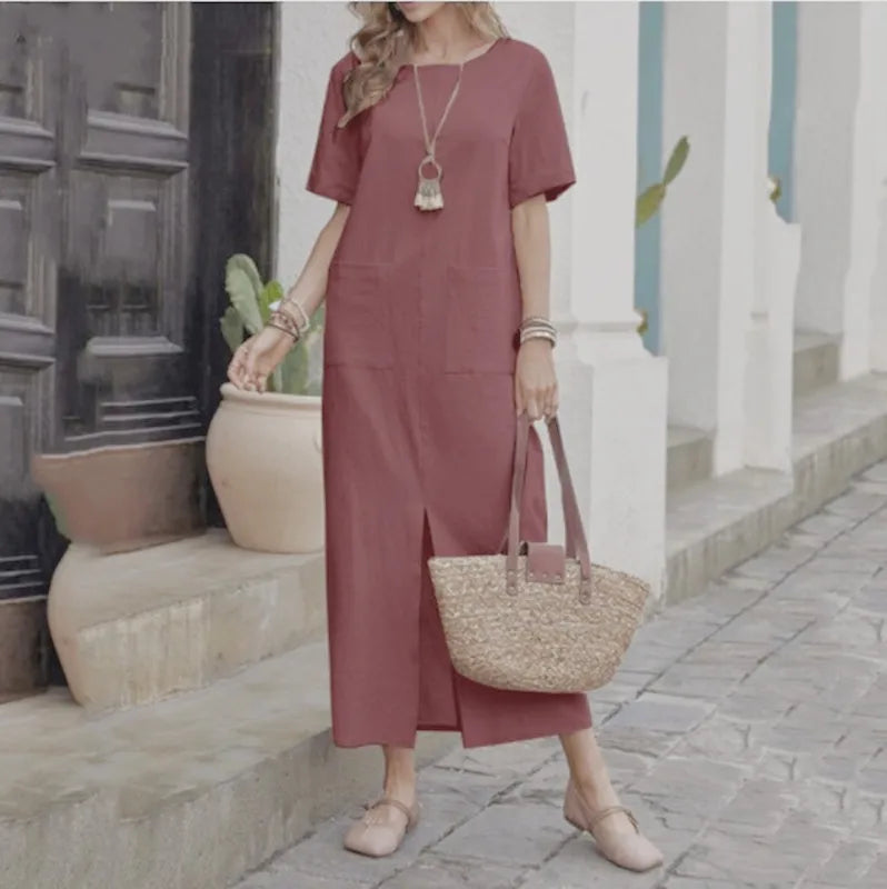 Women's Midi Dress Tunic for Relaxed Summer Outings & BBQs