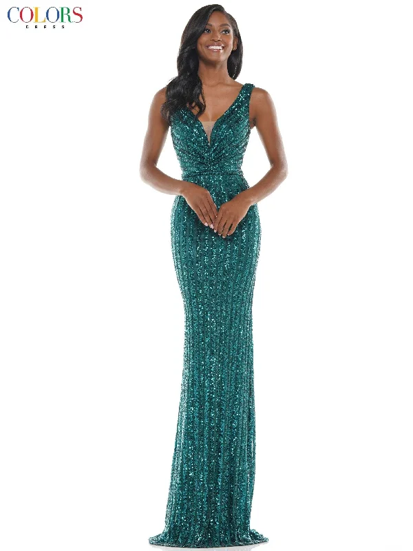 Colors G1042 Colors Long Sleeveless Fitted Prom Gown Sale