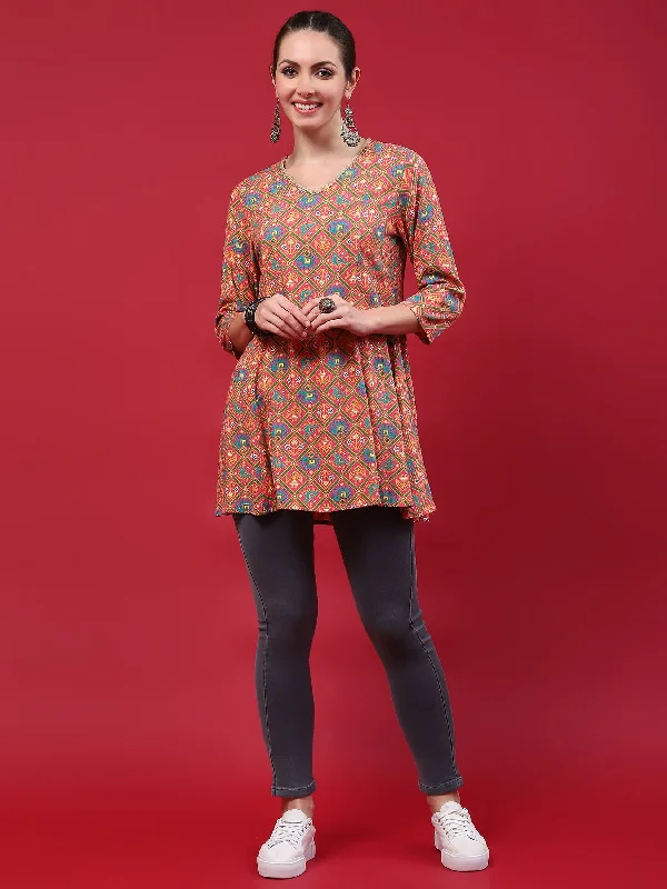 Women Pink Geometric Printed Tunic