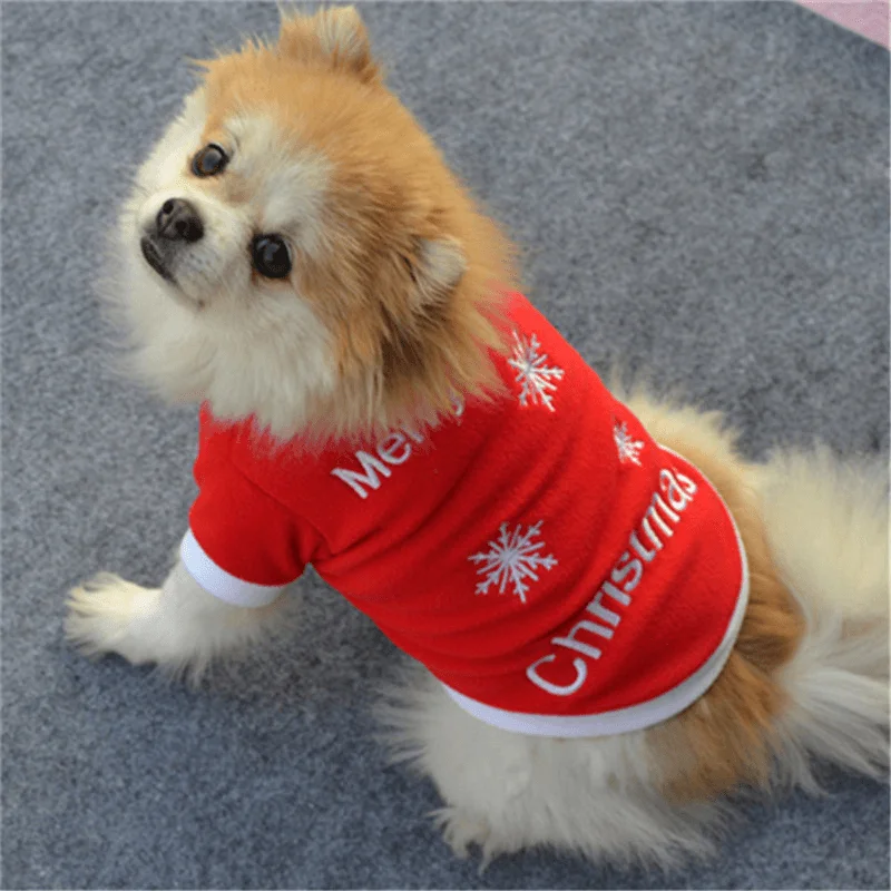 Christmas Pet Dog Cat Winter Clothes Warm Pullover Embroidered Outfit Coats Costume for Puppy Dogs