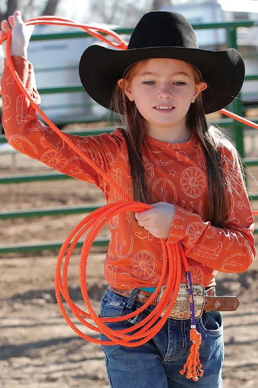 Cruel Girl Little Girls Copper Western Long Sleeve Tee