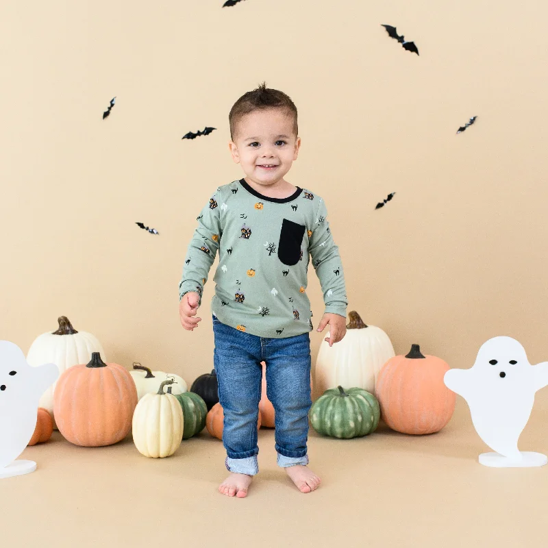 Long Sleeve Toddler Crew Neck Tee in Spooky