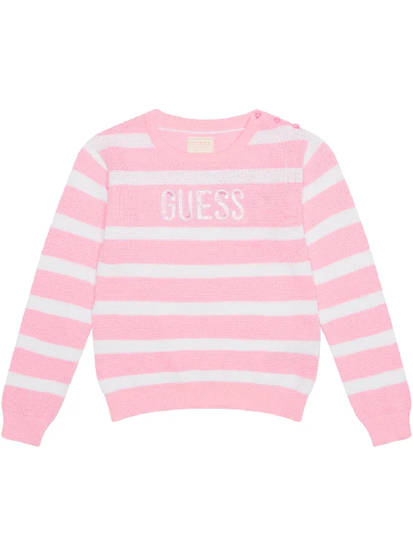 Pink White Stripes Long Sleeve Jumper (2-7)