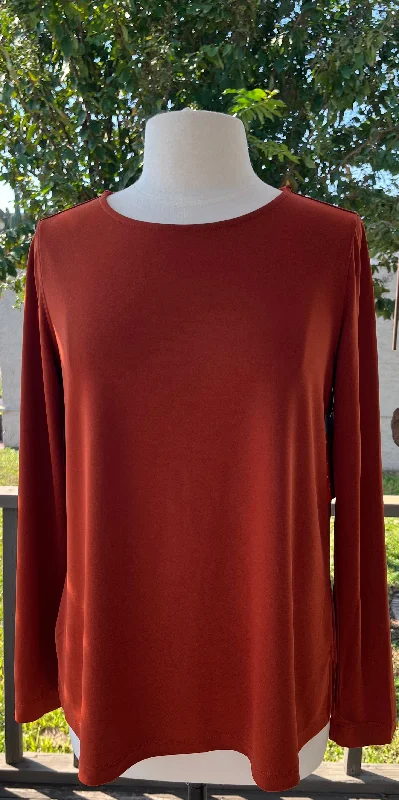 Rust Long Sleeve Scoop Neck Top by Multiples