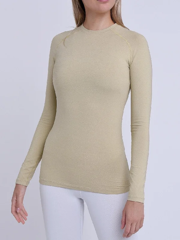 SuperThermal Long Sleeve Compression Base Layer Crew Neck Top for Women With Brushed Inner Fabric