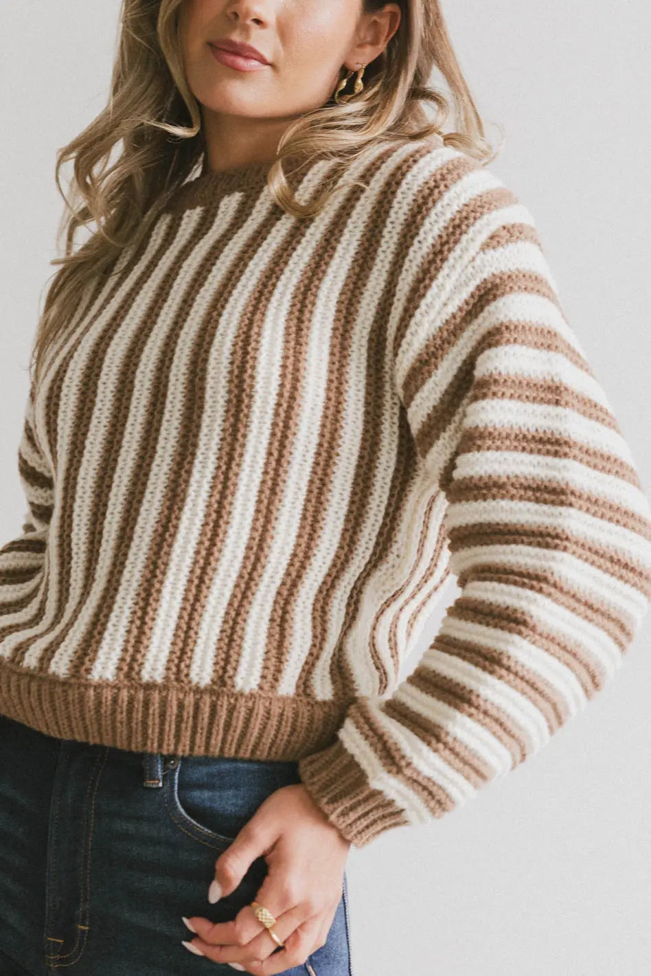 Baila Striped Sweater in Mocha