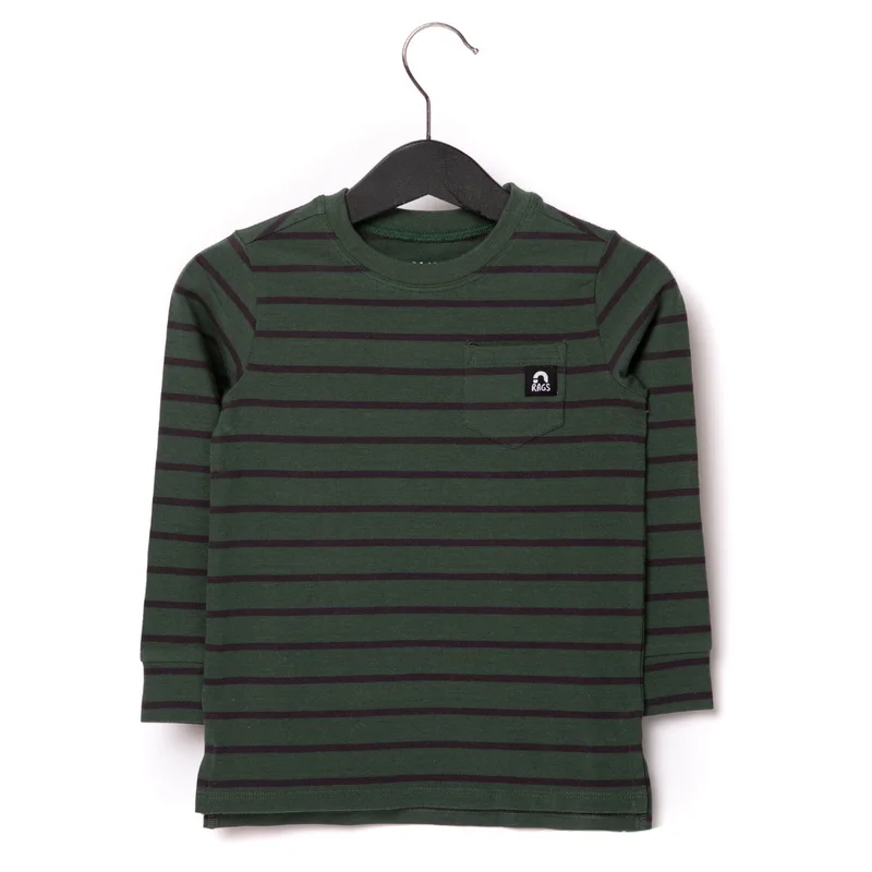 Essentials Long Sleeve Pocket Kids Tee - Sagebrush Stripe