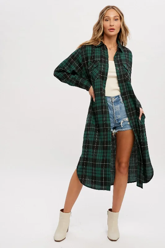 Forest Green Plaid Oversized Shirt