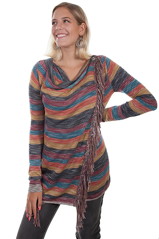 Scully Womens Multi-Color Acrylic Crossover Sweater