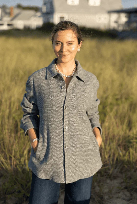 Unisex Herringbone Shirt Jacket