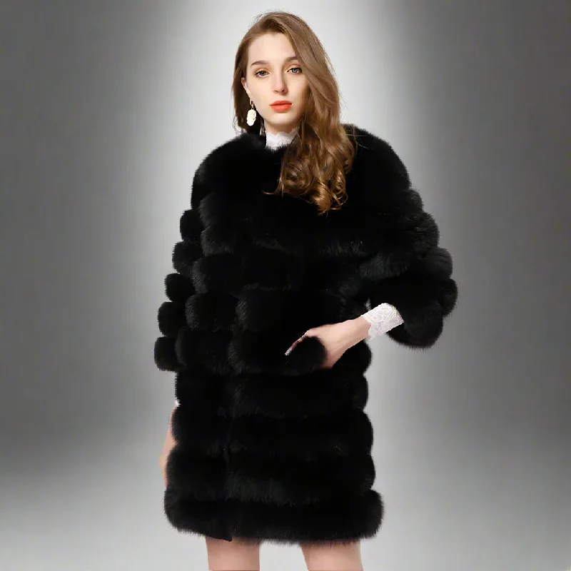 Women's Winter Real Fox Fur Warm Thick Casual Style Coat