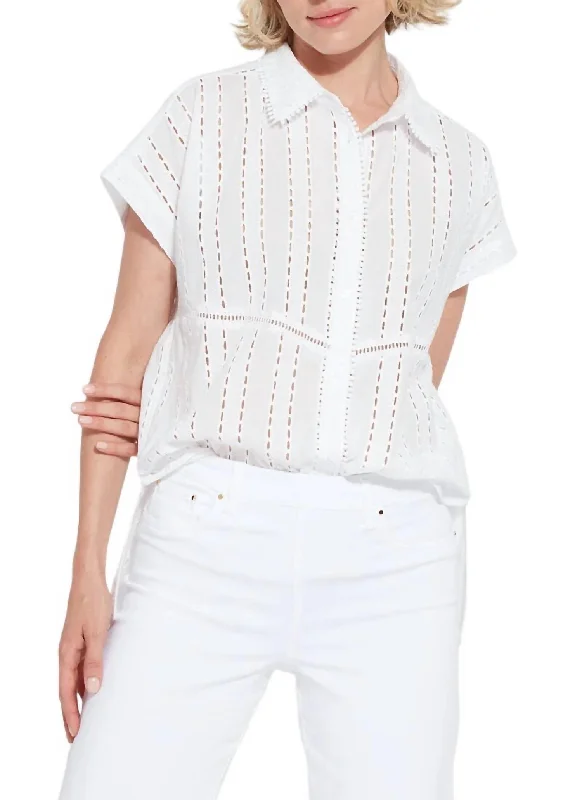 Cornet Cotton Eyelet Shirt In White