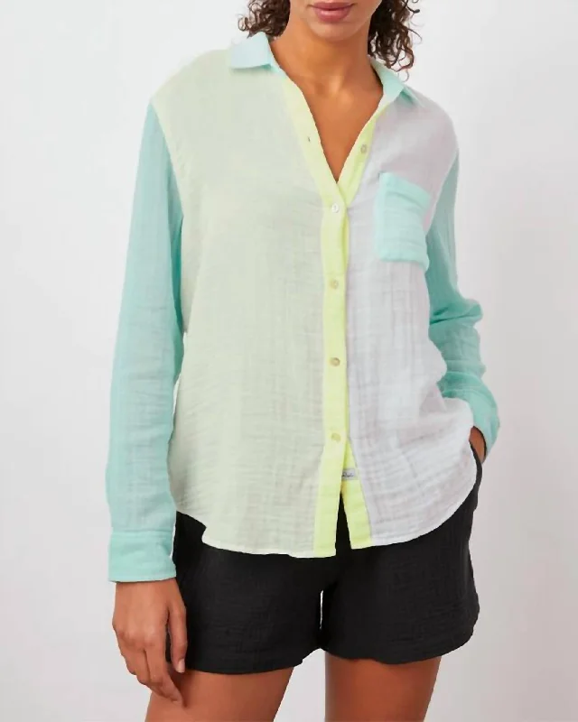 Ellis Shirt In Mint Colorblock