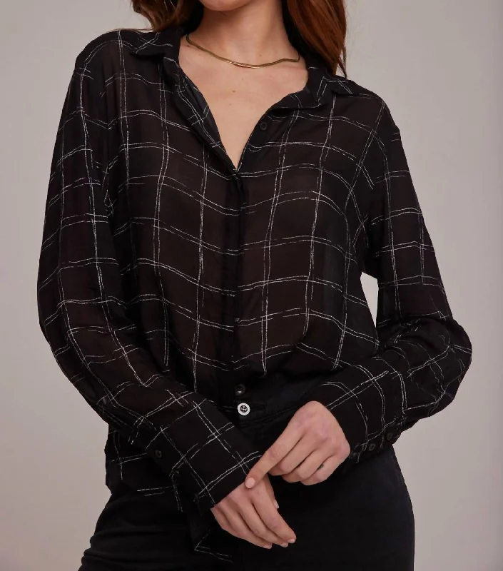 Hidden Placket Button Down Shirt In Plaid