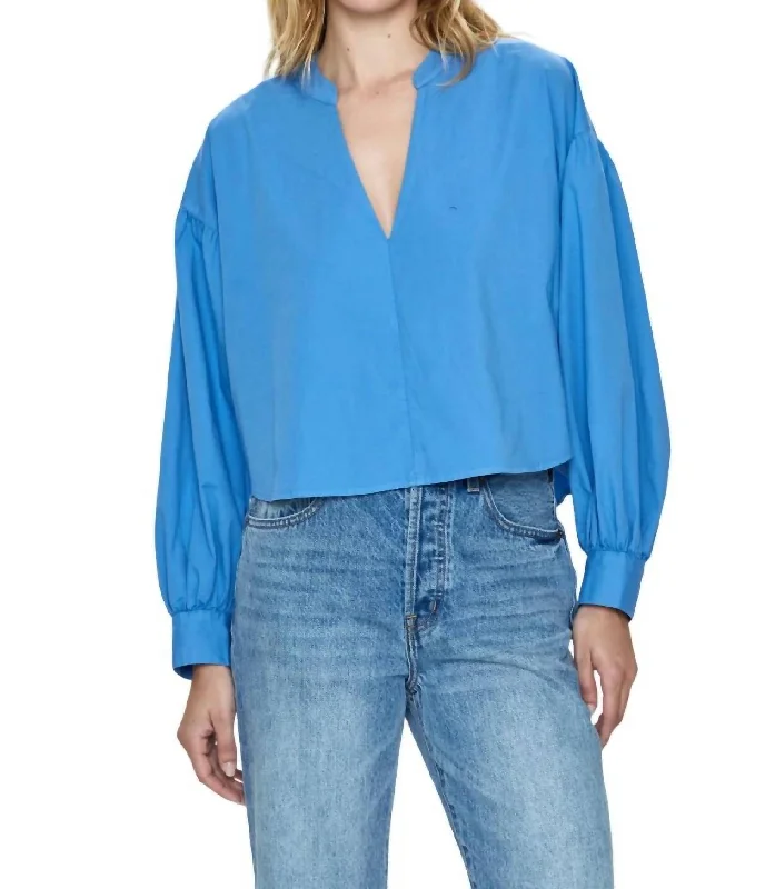 Lou Puff Sleeve Shirt In Blue Belle