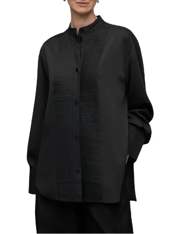 Mae Mandarin Collar Shirt In Black