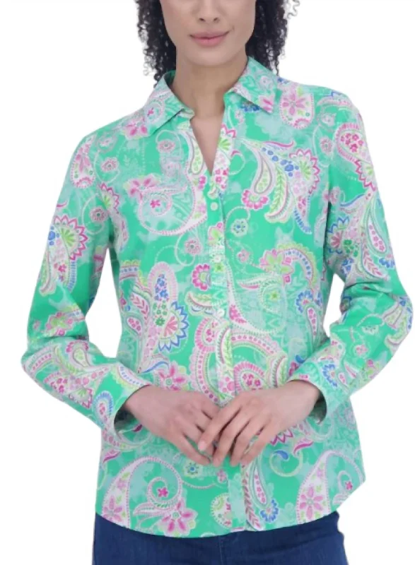 Multi Paisley Mary Shirt In Green