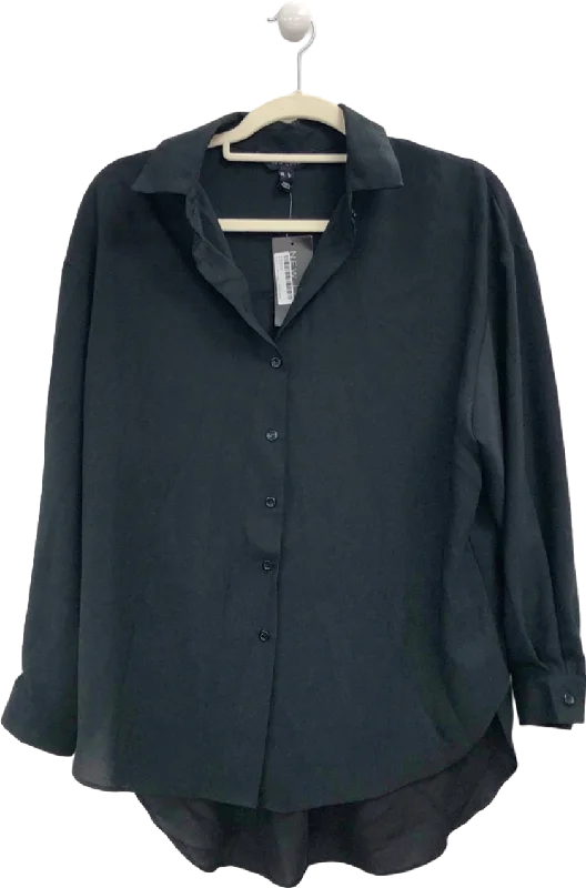 New Look Black Collared Long Sleeve Shirt UK 8