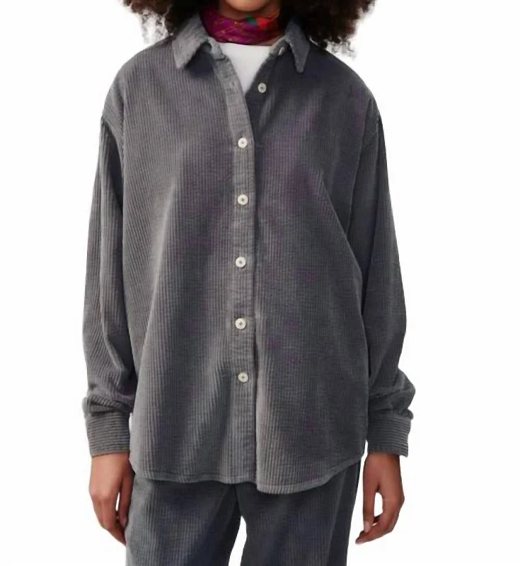 Padow Long Sleeve Button Down Shirt In Zinc