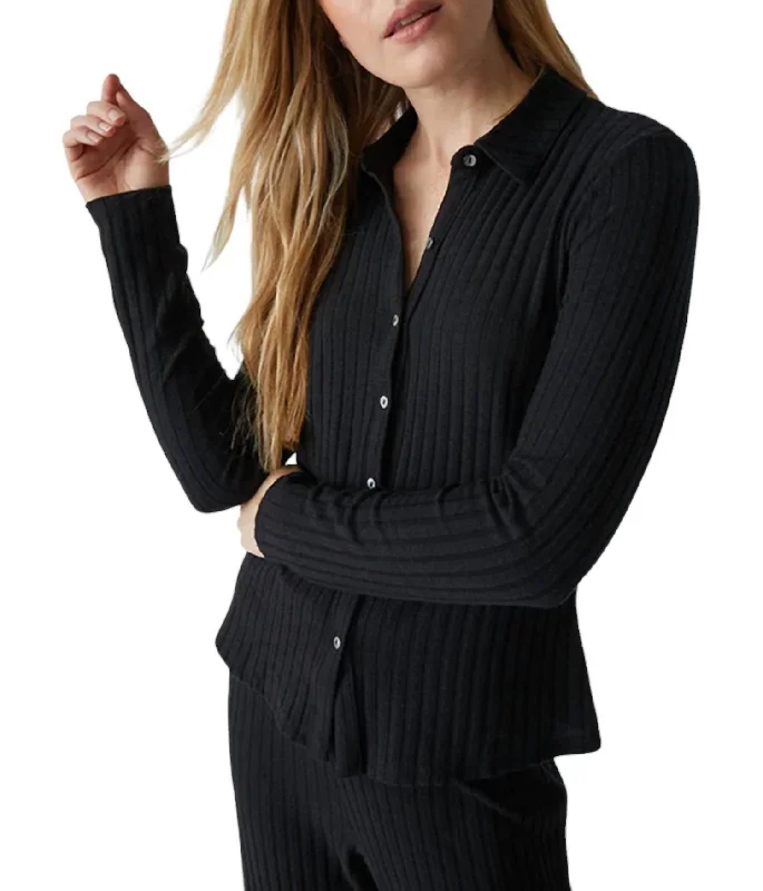 Paulina Jasper Button Down Shirt In Black