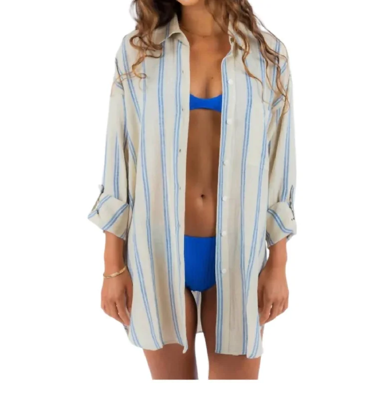 Premium Surf Holiday Stripe Shirt In Blue