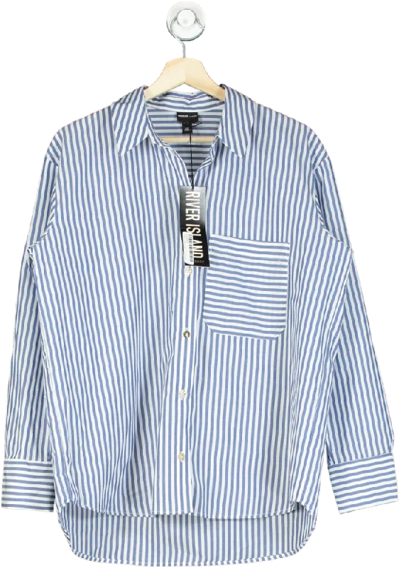 River Island Blue-White Striped Shirt UK 10